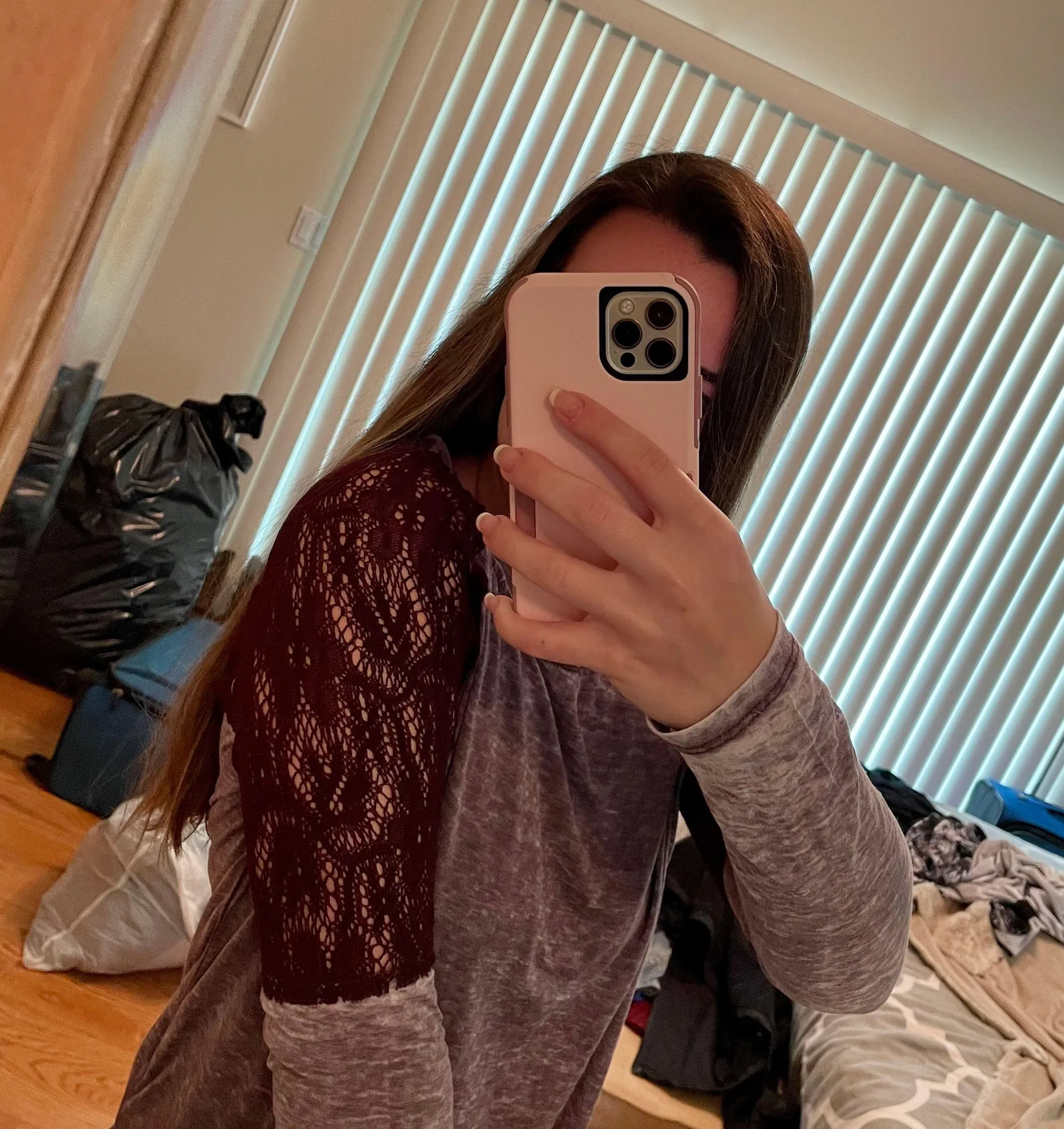 Lace Shoulders Long Sleeve Top - Image 5