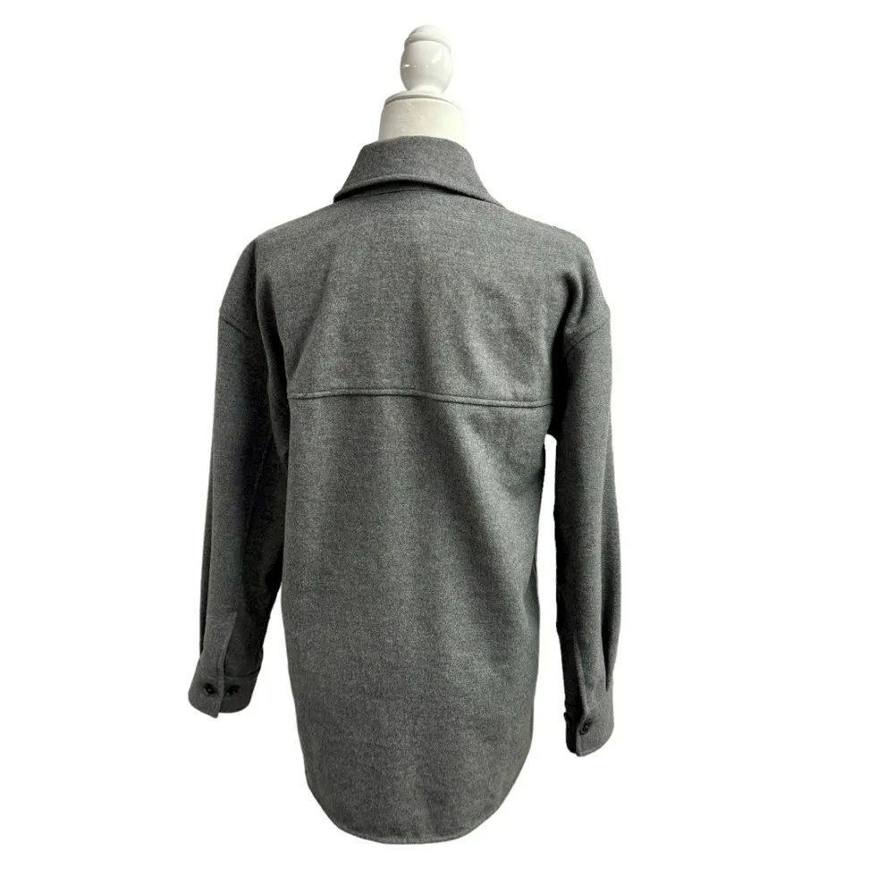 Babaton Aritzia Pelli Hip Shirt Jacket Shacket Button Up Wool Blend Grey XS - Image 2