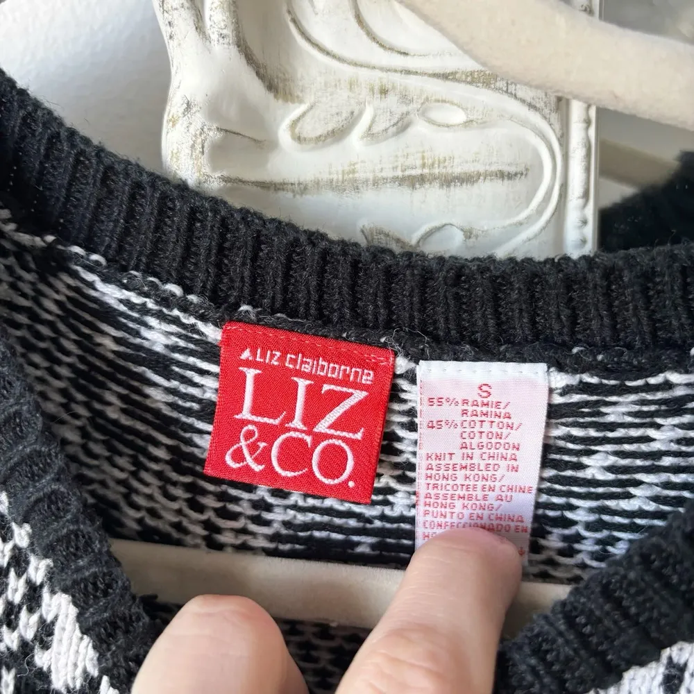 Liz Claiborne Vintage  Checkered Cotton Oversized Sweater - Image 2