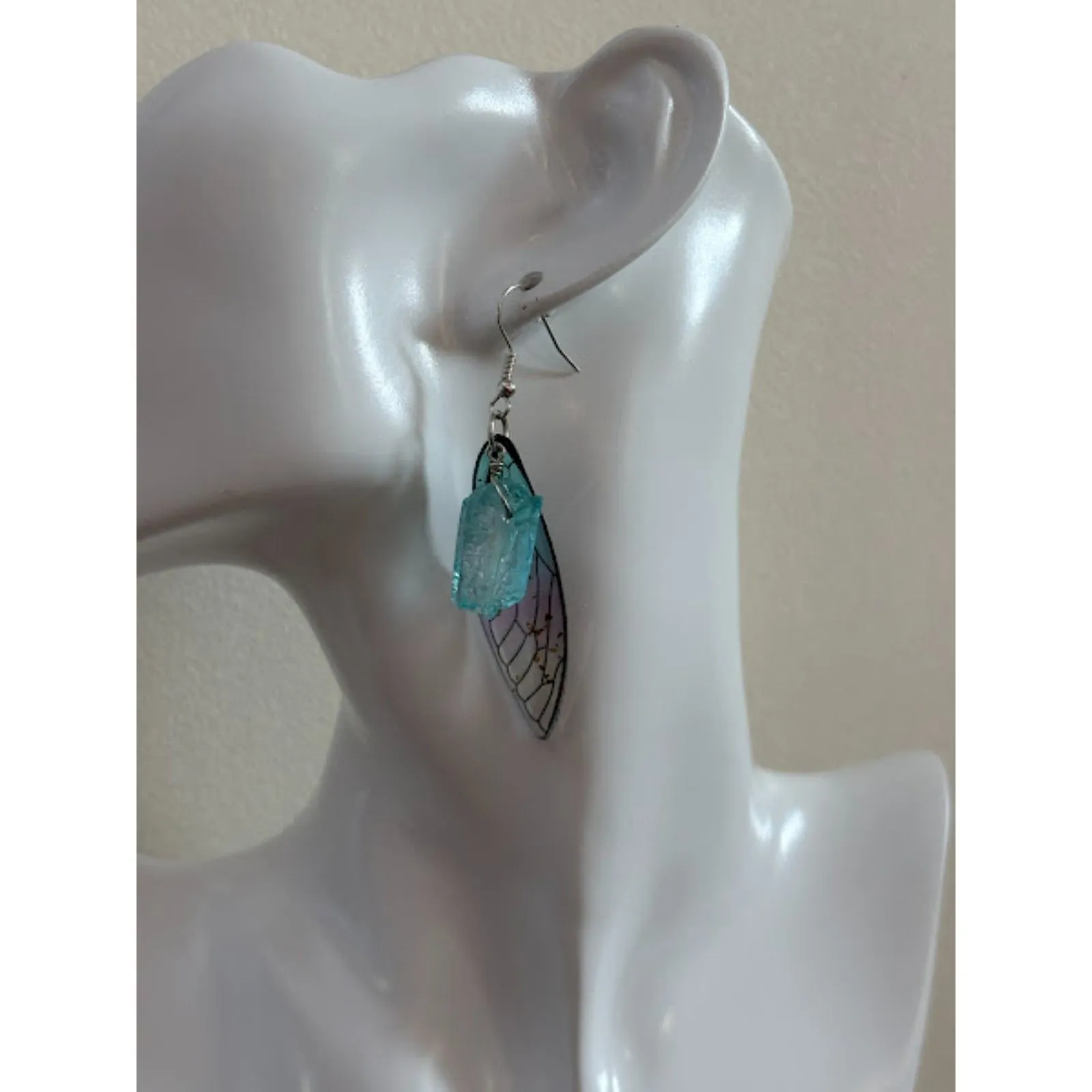 Blue & Lavender Wing Earrings NWT 2.5" - Image 2
