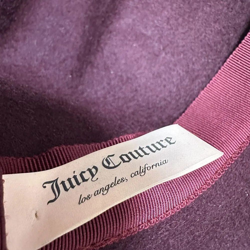 Juicy Couture Wool Burgundy Wide Brim Floppy Sun Hat Feather Details One Size - Image 2