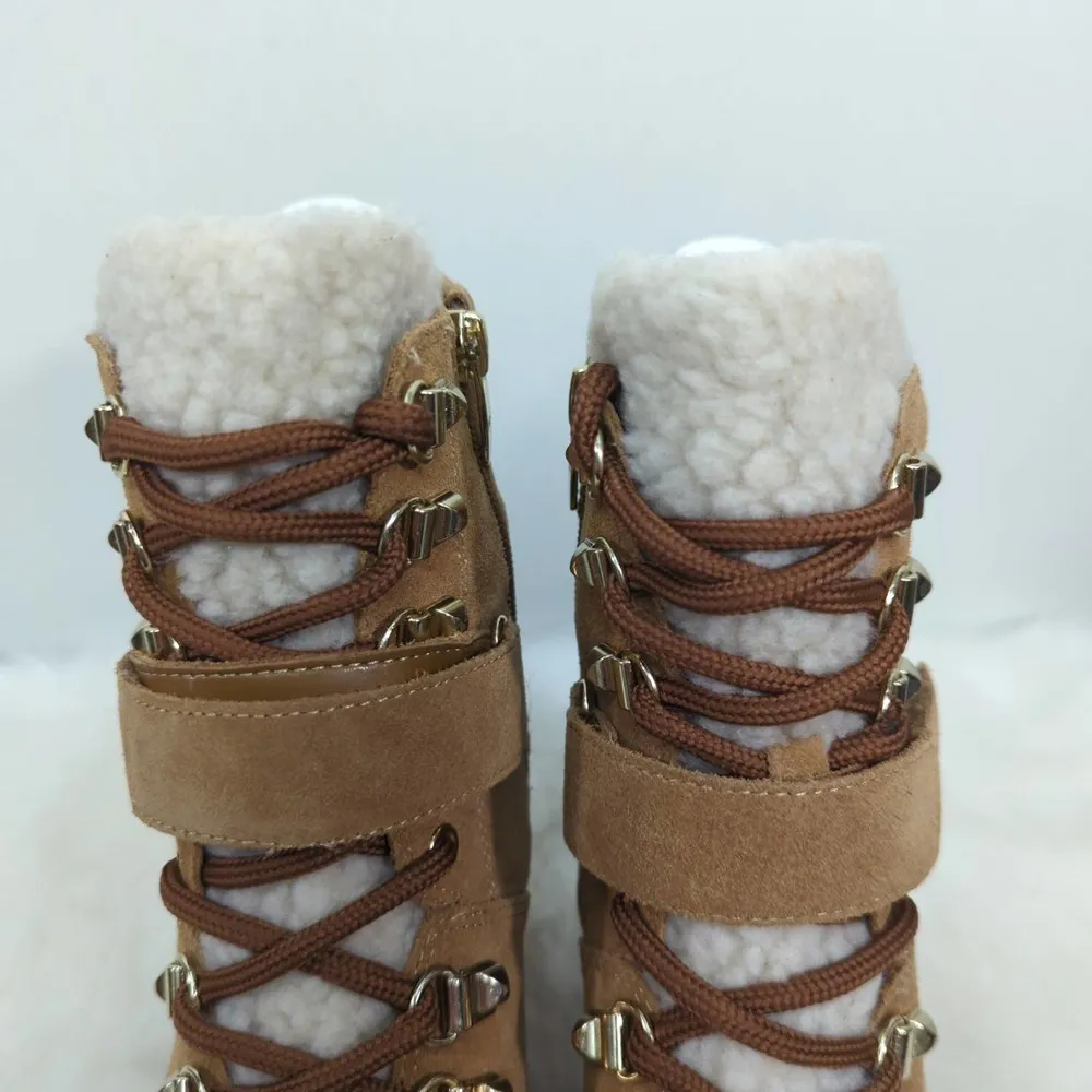 Marc Fisher $159 Nature Suede Sherpa Lug Sole Hiker Ankle Boots Sz 7.5. BNWOB‎ Brown - Image 4