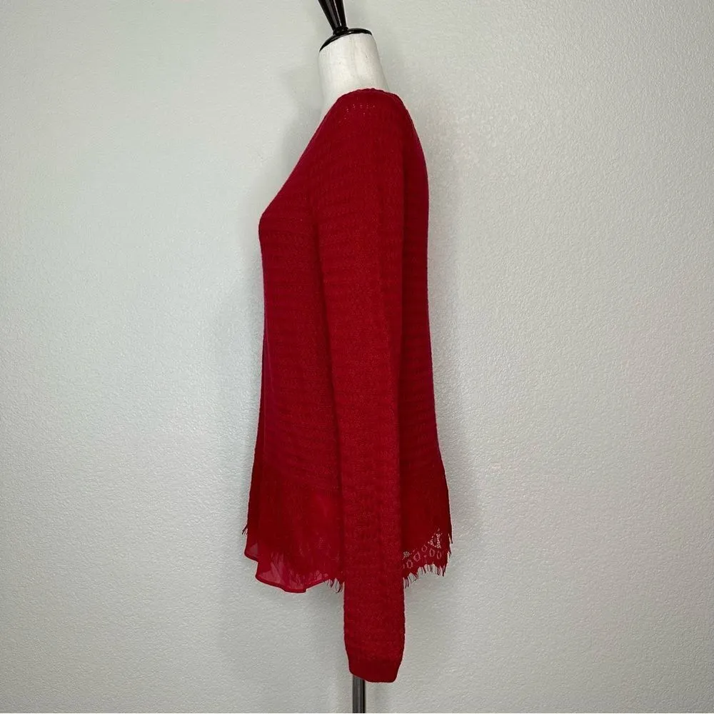 Lucky Brand Red Lace Trim Knit Sweater - Image 6
