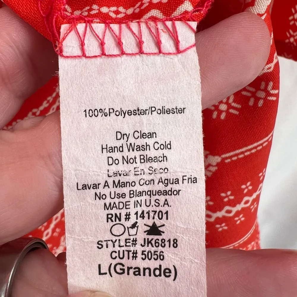 143 Story Red Bell Sleeve Romper Size Large - Image 7