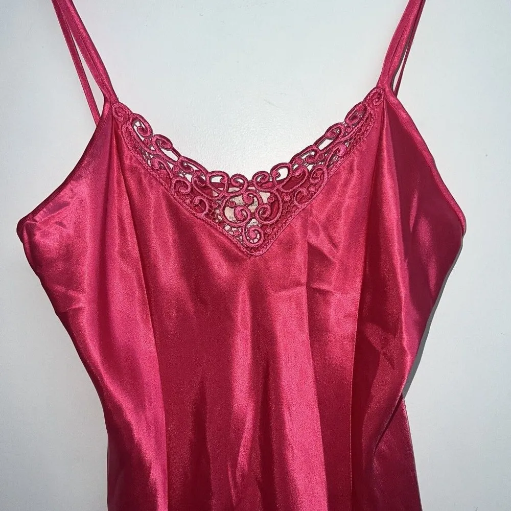Expressions California Dynasty Satin Nightgown Womens M Pink Barbiecore Barbie Size M - Image 2