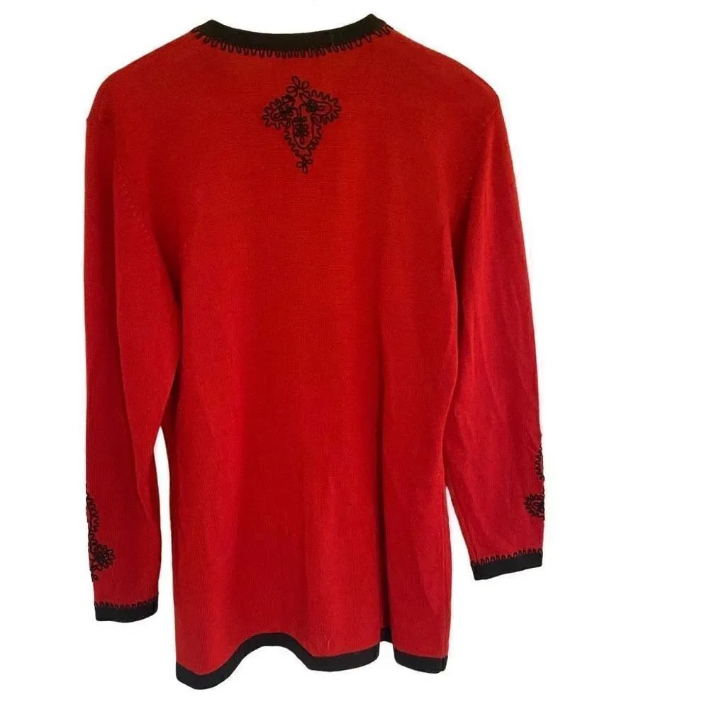Vintage Susan Bristol size 8 Made in Hong Kong 1995 Red long sleeve wool blend h - Image 5