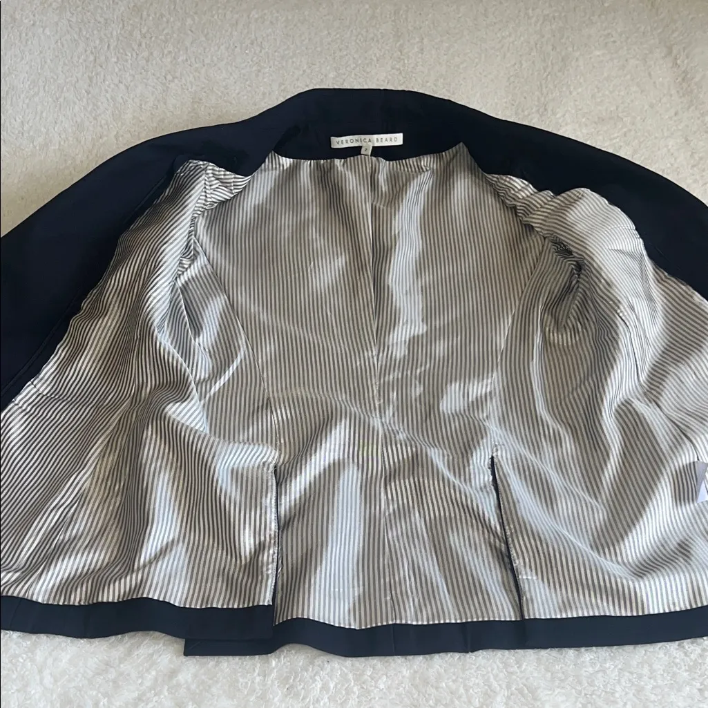 Veronica Beard Wool Blend Tailored Blazer Navy Size 2 - Image 10