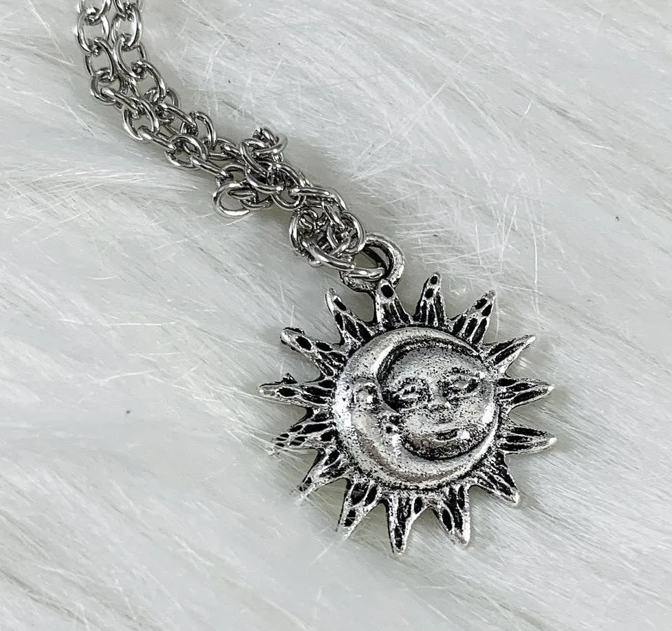 Sun and Moon Necklace Silver - Image 2