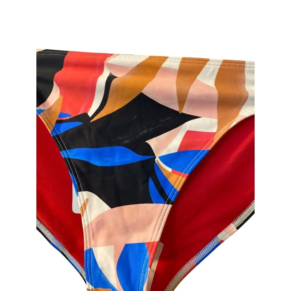 PrAna Atalia Bikini Bottoms Swim Bottoms small Tropical print UPF 50+ side ties - Image 3