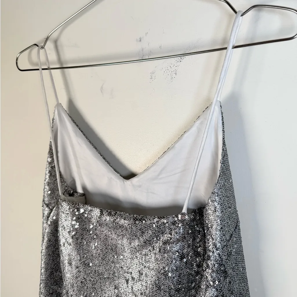 David Lerner Silver Sequin Camisole Top - Image 4