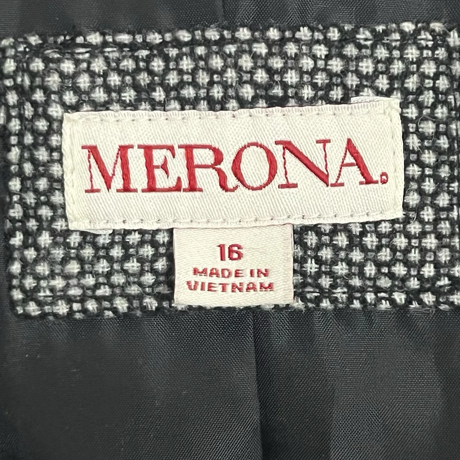 Merona Women's Wool Blend Jacket Blazer Black And White Size 16 Career Wear - Image 5