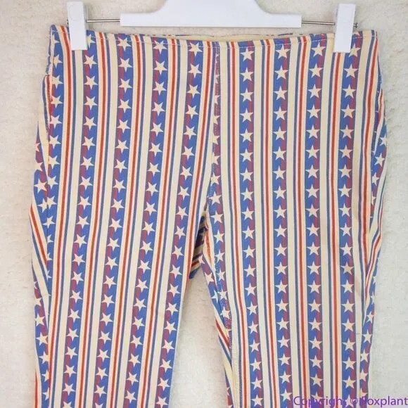 NEW Free People‎ Penny Pull On Flare Jeans Stars And Stripes Print , 32 - Image 7