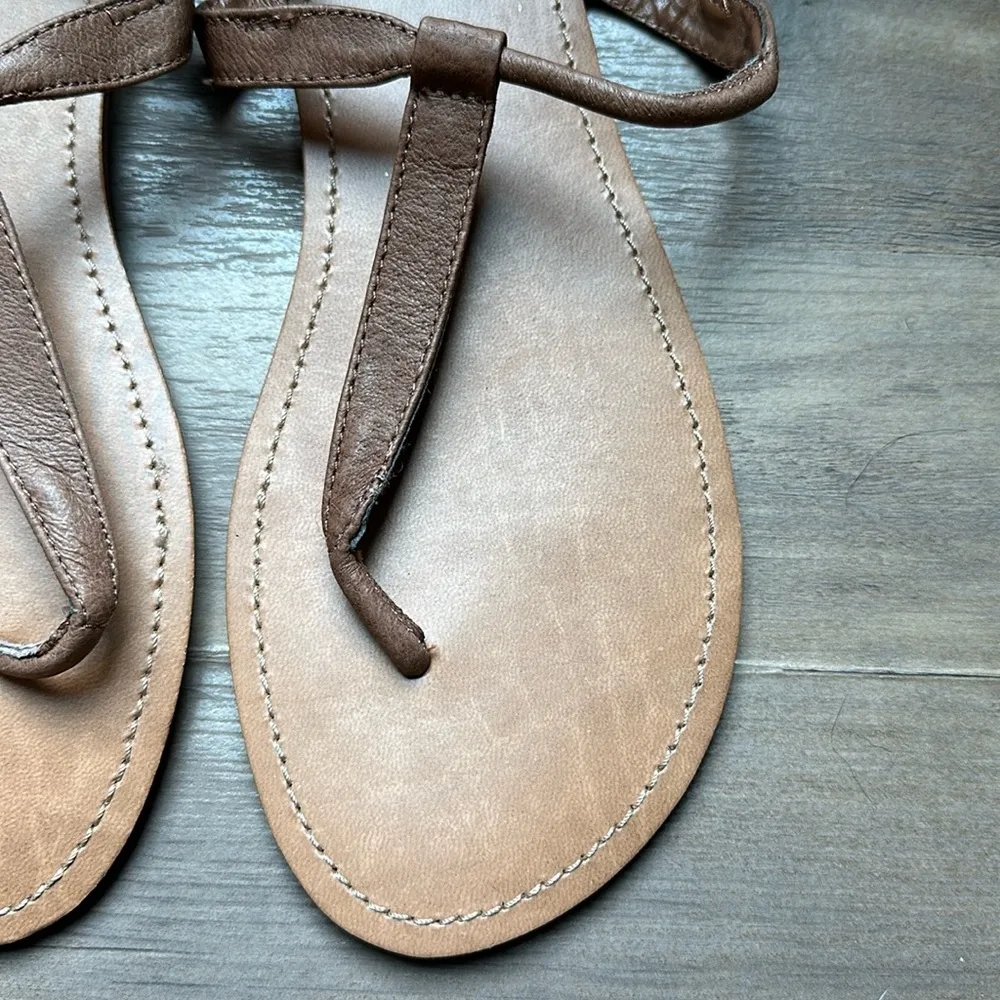 Steve Madden  size 10 Debbi Strappy Cognac Leather Slingback Thong Sandal - Image 5