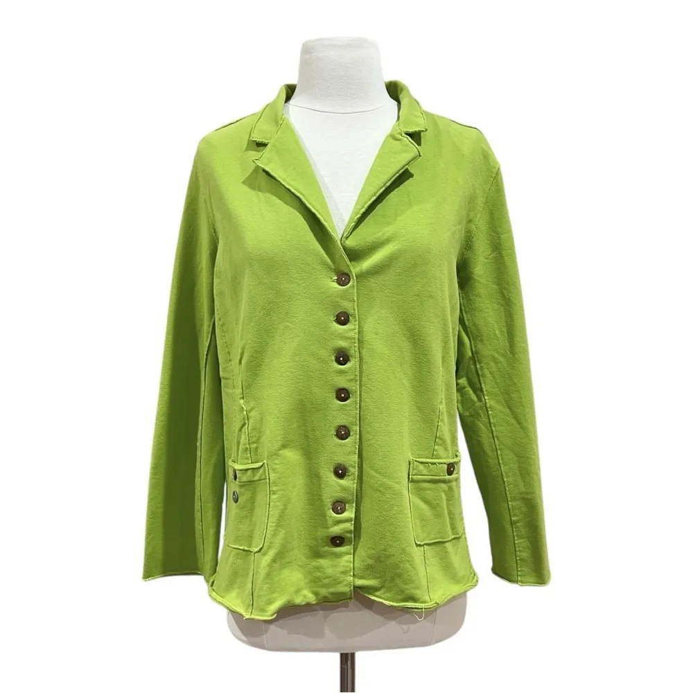 White Lotus Green Blazer Button Up Top Size Large - Image 9