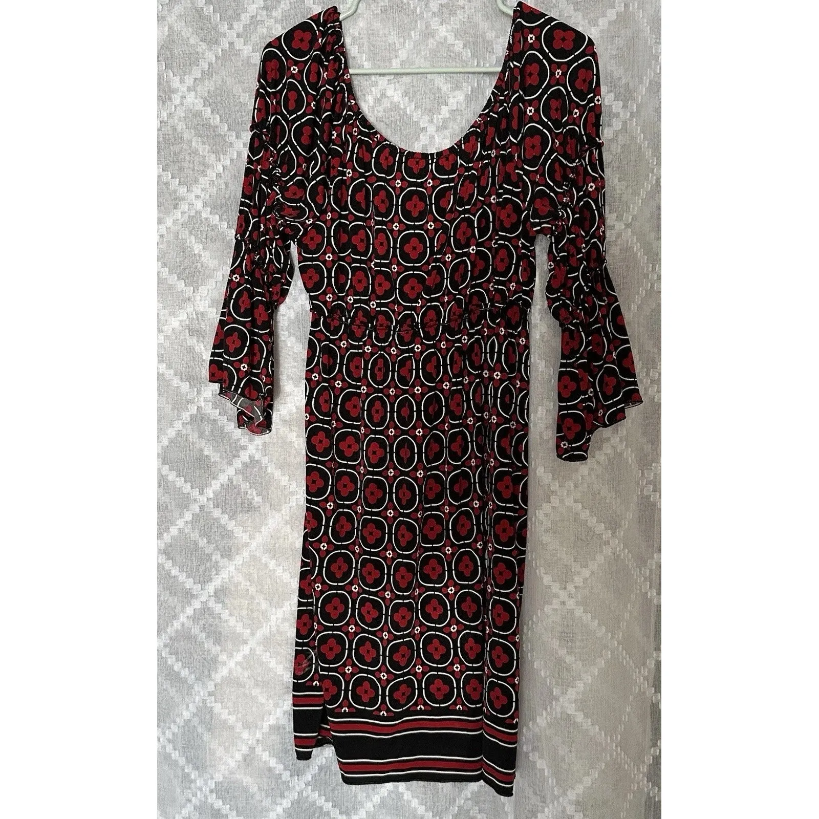 Max Edition Knit Dress Womens Medium Y2K Holiday Red Retro Babydoll Boho Office - Image 7