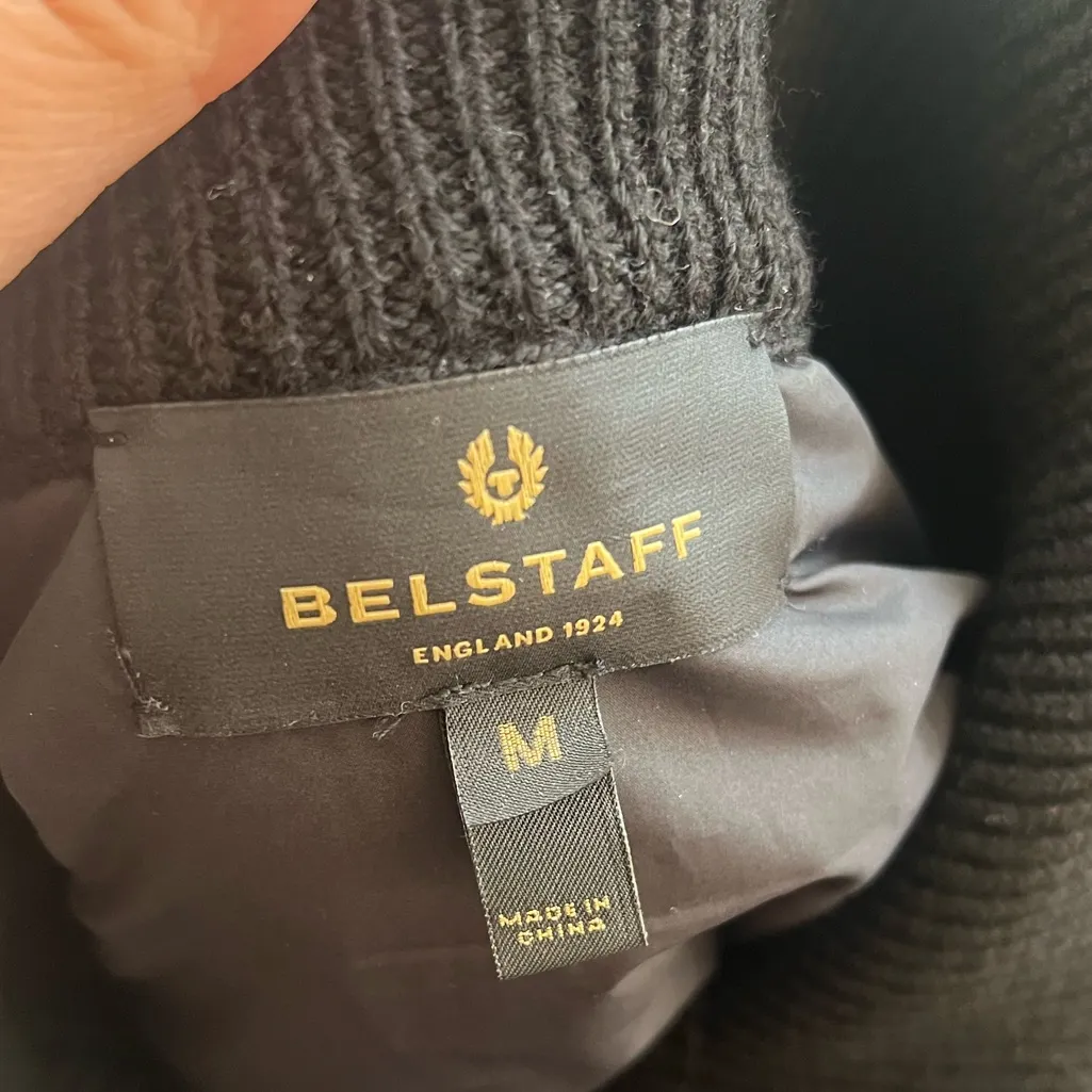 Belstaff Black Quilted Knit Half Zip Sweater‎ Jacket Women's Medium - Image 6