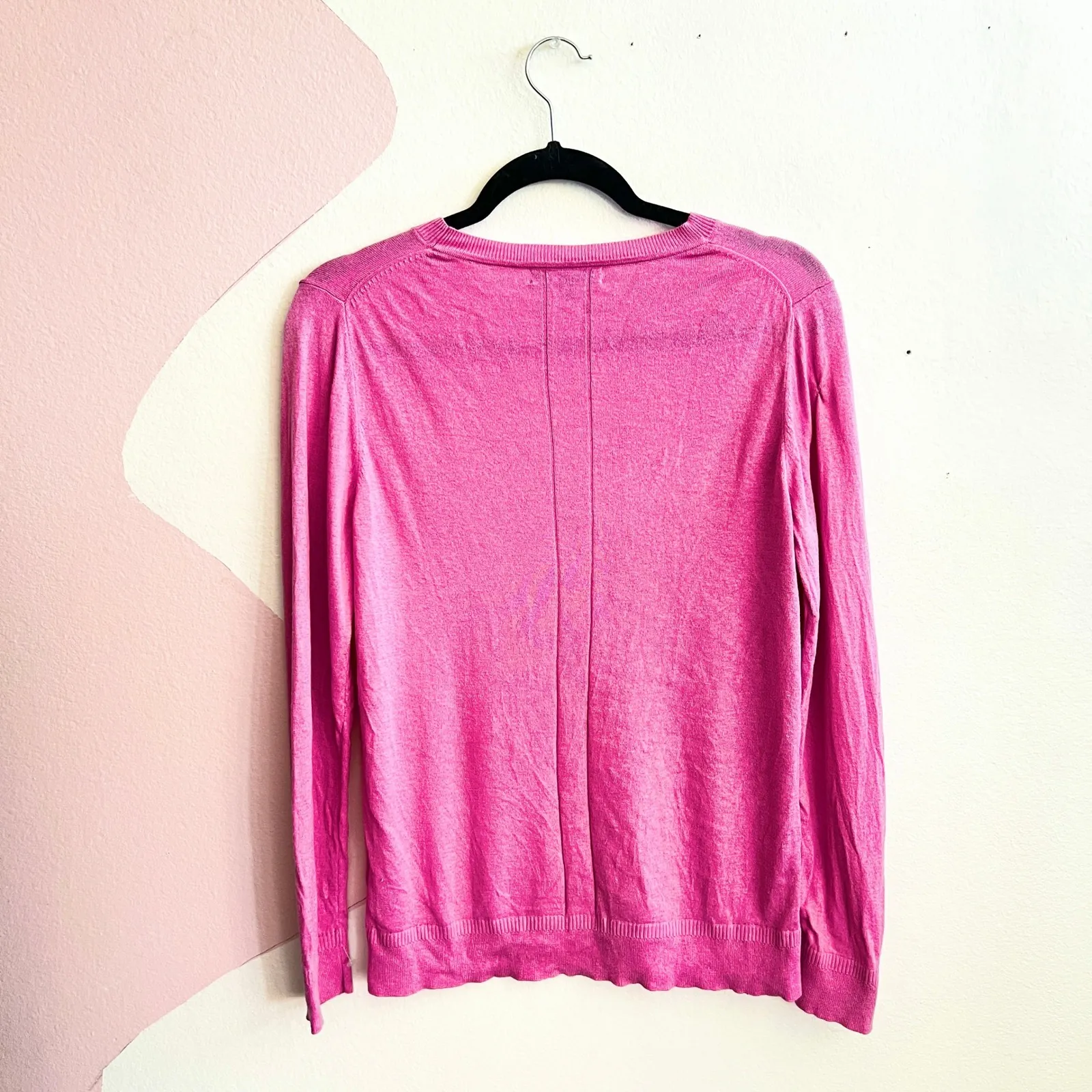 Banana Republic Pink Cashmere Sweater Coquette Classic Soft Girl Preppy Medium - Image 2