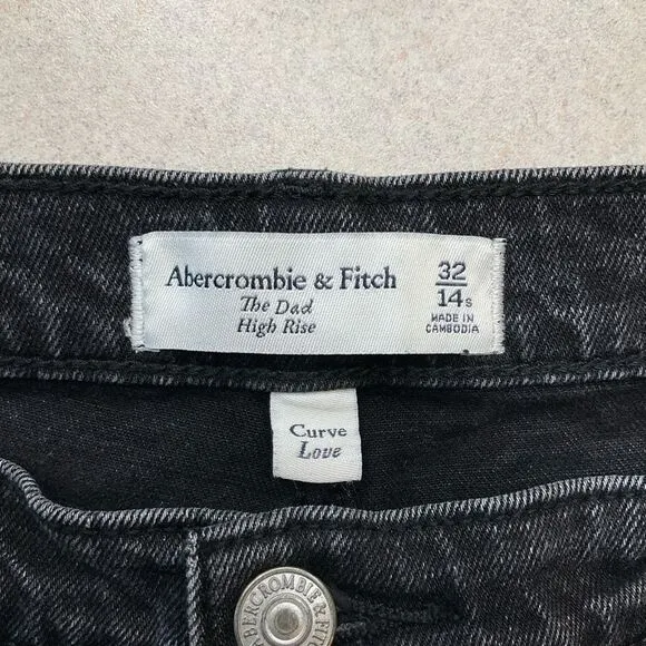 A&F Curve Love Dad High Rise 32 Short Ripped Black‎ - Image 4