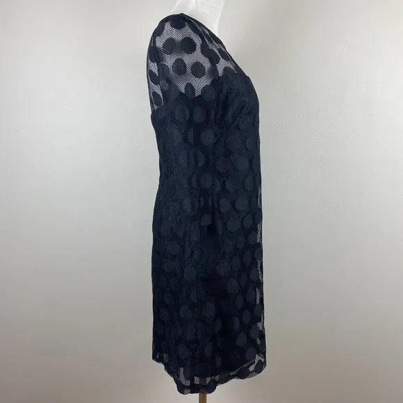 Betsey Johnson Mini Dress 4 Black Polka Dot Lace‎ A-Line Sweetheart 3/4 Sleeve - Image 5