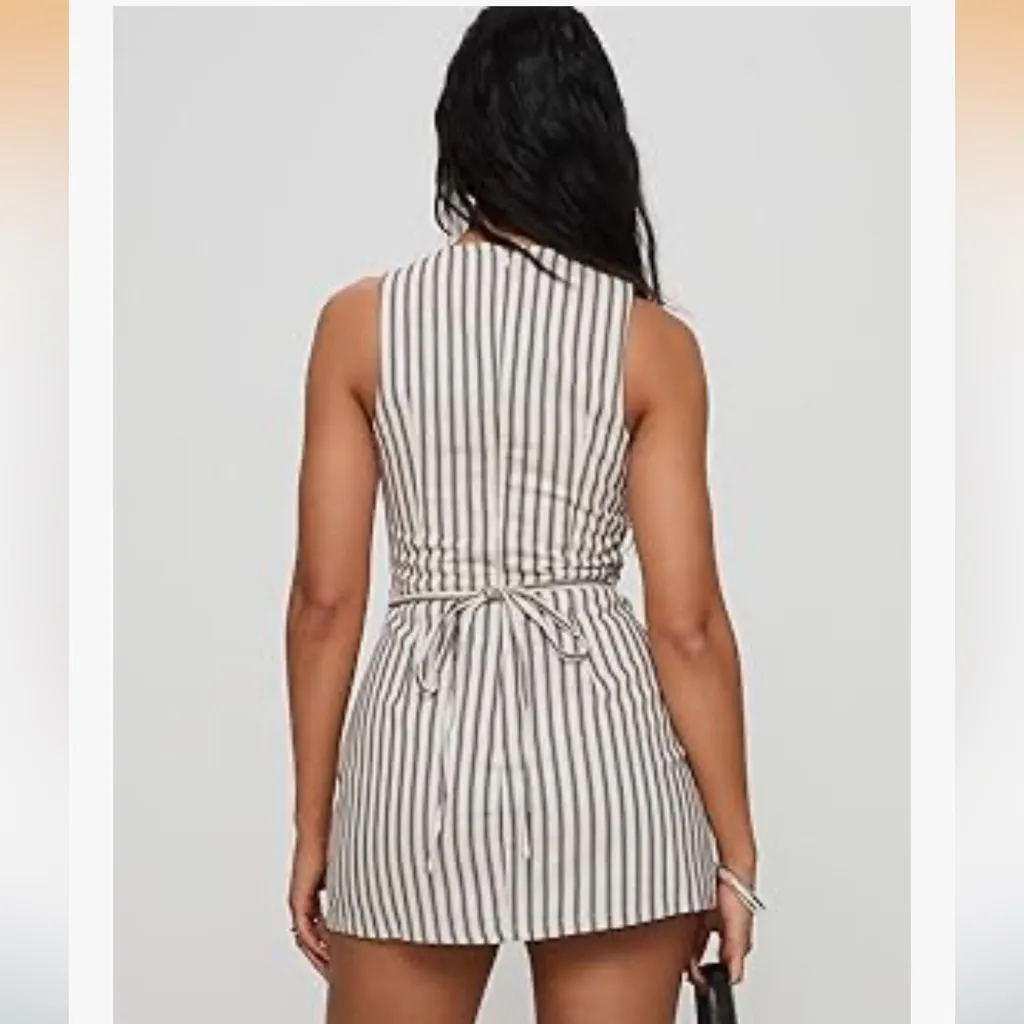 NWT Princess Polly Yumiko Romper Brown Stripe size 4 - Image 3