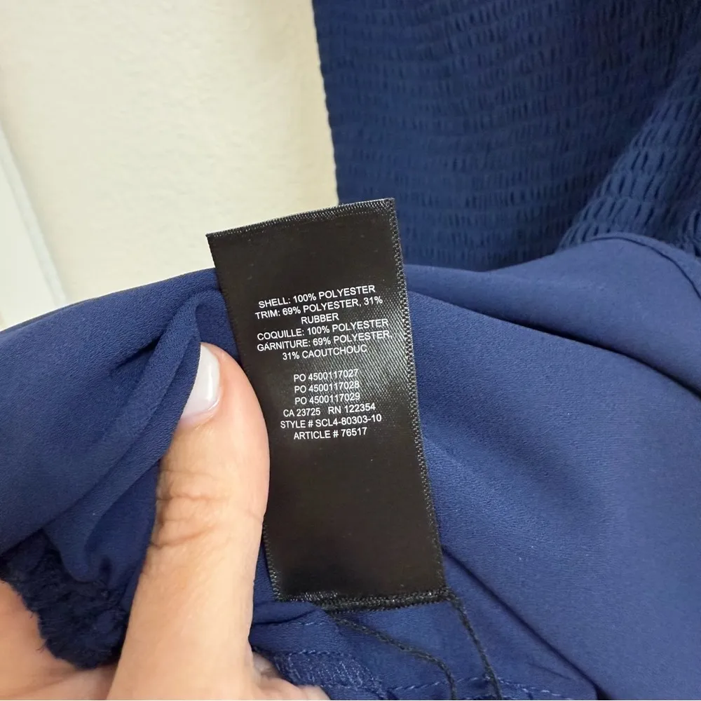 Aritzia Wilfred eldorado smocked crepe mini dress in classic navy Size Small Blue - Image 6