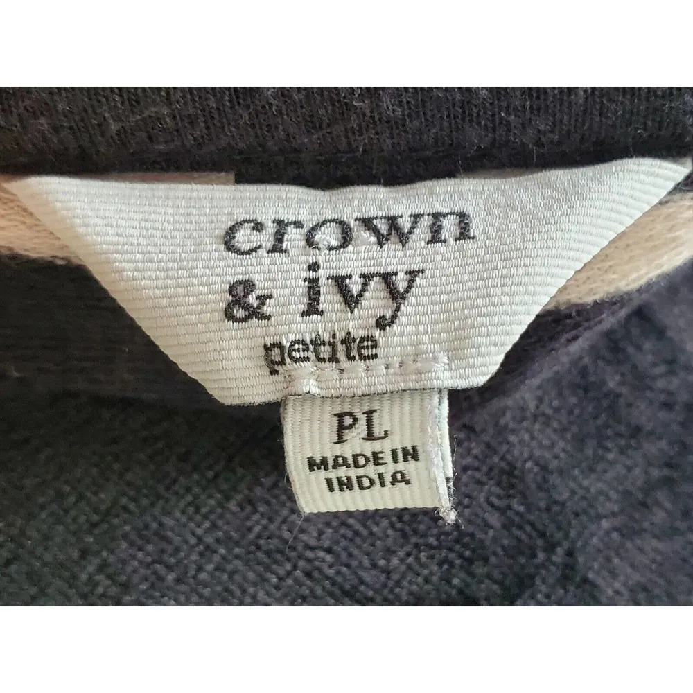 Crown & Ivy Women's Black Cotton Round Neck Long Sleeve Casual Top Shirt Size PL - Image 8