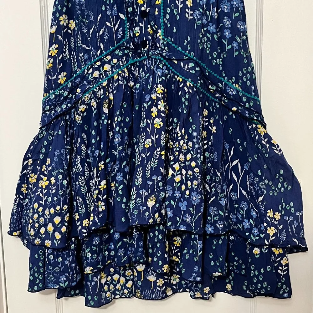 Poupette St Barth tunic blouse floral babydoll ruffle preppy boho size XS - Image 5