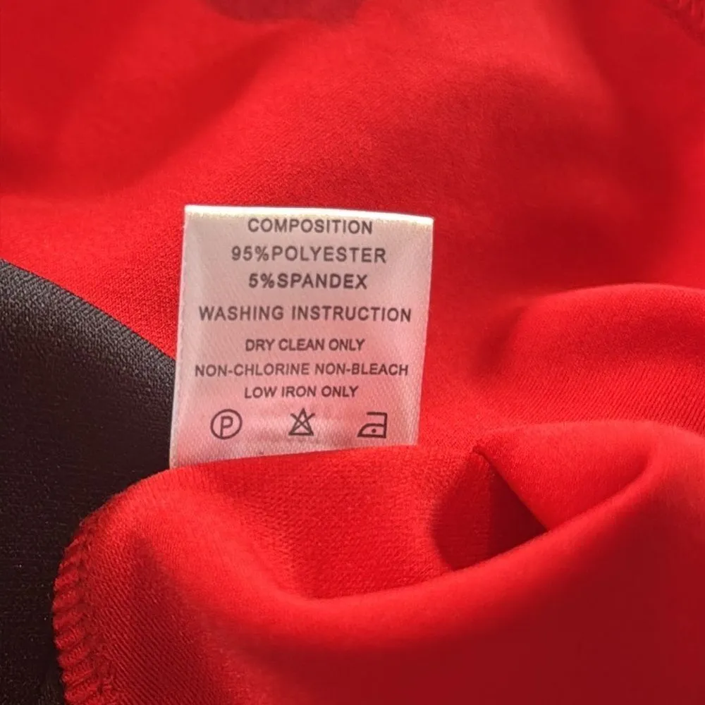 Womens Black & Red Asymmetrical Ruffled Front Midi Dress 3/4 Sleeve Size 3XL NEW - Image 13