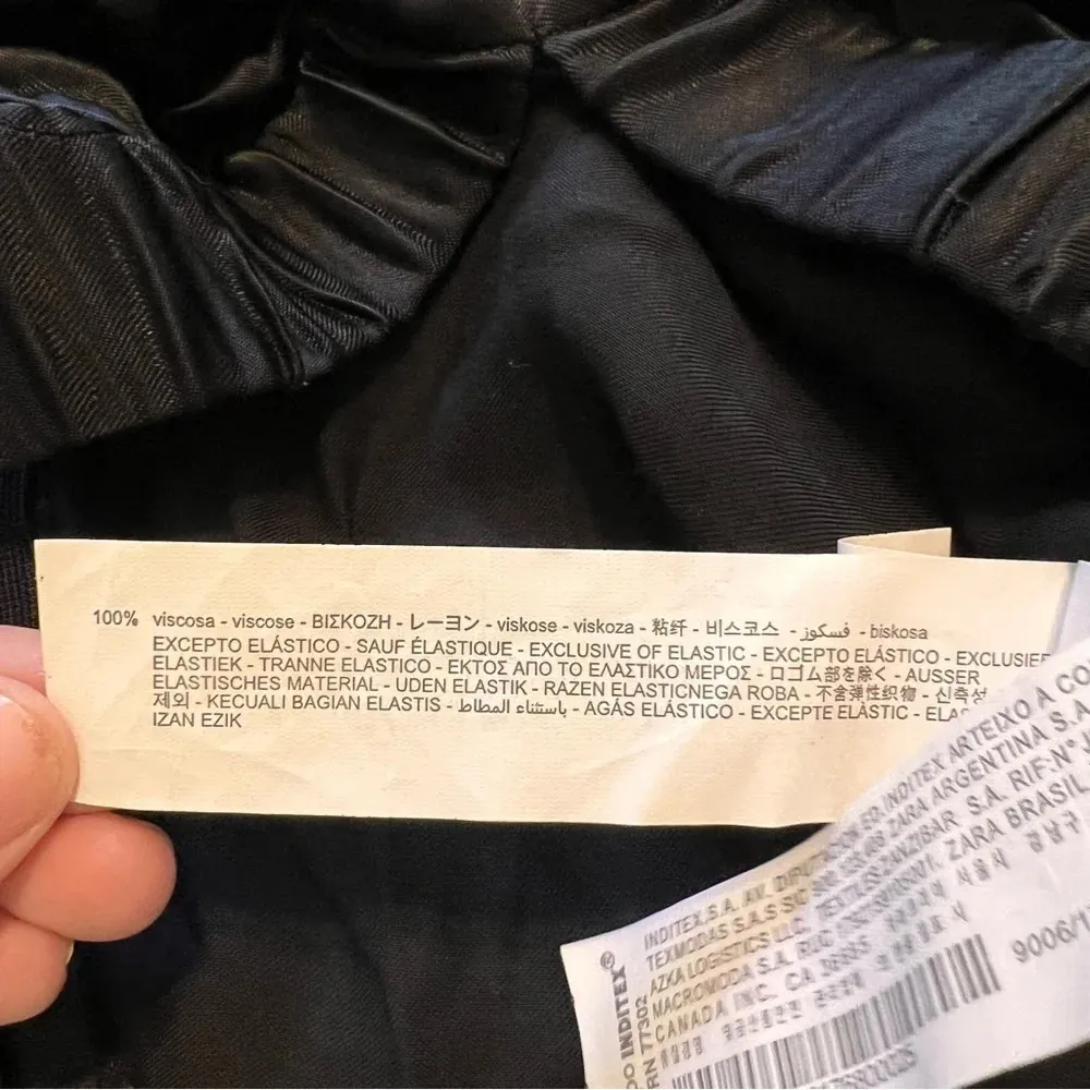 Zara Cut Out Satin Effect Crop Top Black Silky Sexy Night Long Sleeve Small - Image 4