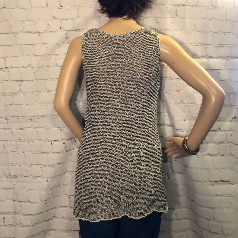 CAbi Black White Tape Yarn Tank Top Tunic Loose Fit Oversized XS - Image 6