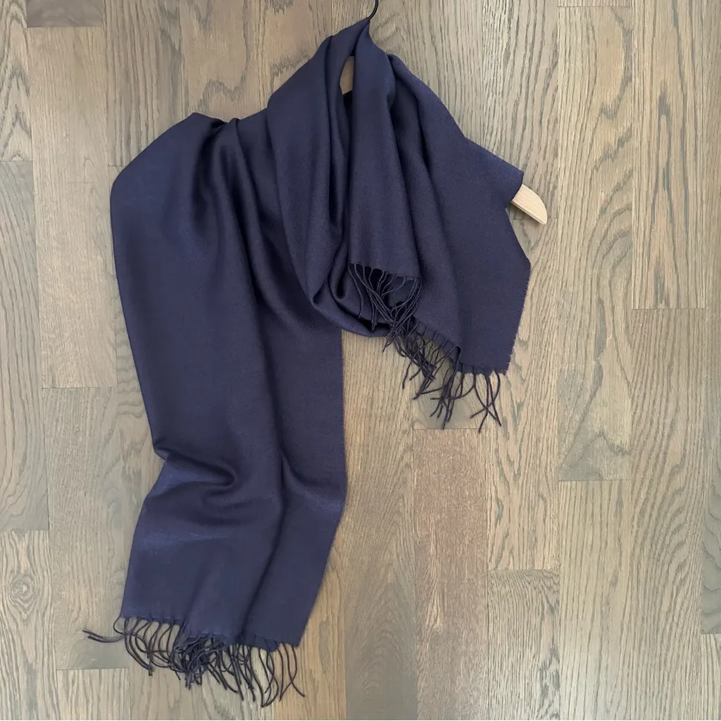 Leidi Lancetti Cashmere Silk Blend Oblong Rectangle Scarf Eggplant Purple 84"l Blue - Image 8