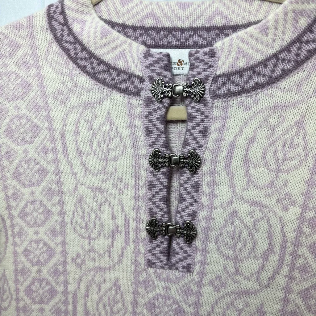 Preswick & Moore Vintage Lavender and Cream Knit Sweater Size L - Image 4