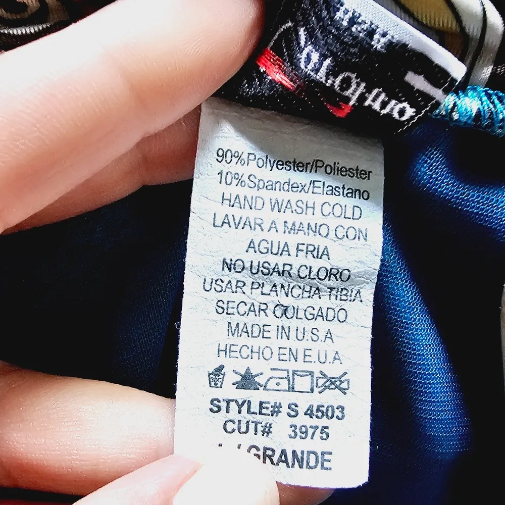 Vintage Carolina U.S.A. 90s Turquiose Paisley Handkerchief Hem Skirt Size Large Blue - Image 6