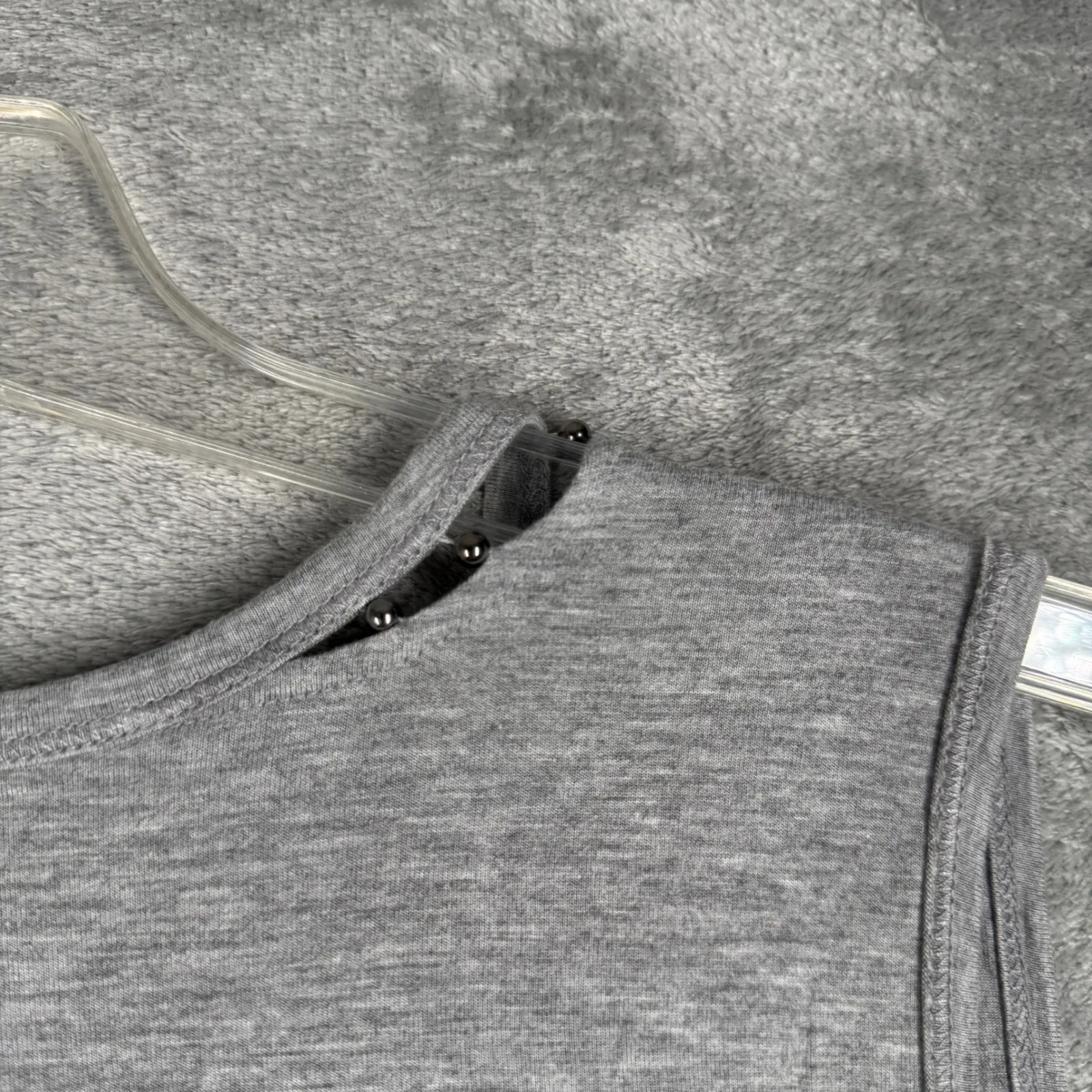 Elie Tahari Tank Top Studded Gray Womens XS Sleeveless Shirt Casual Edgy Neutral - Image 5