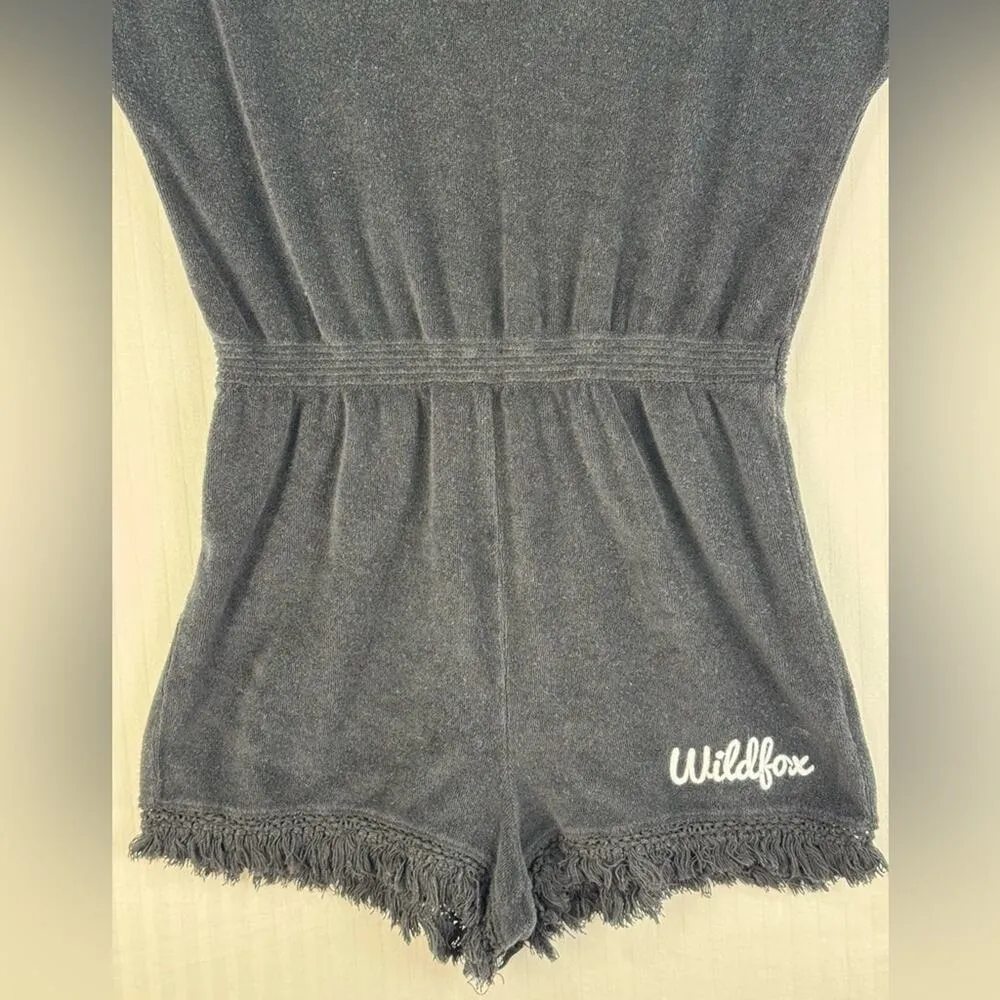 WildFox Terry Cloth Jumpsuit Swim Coverup Fringe Hem Size Medium Boho Western - Image 4