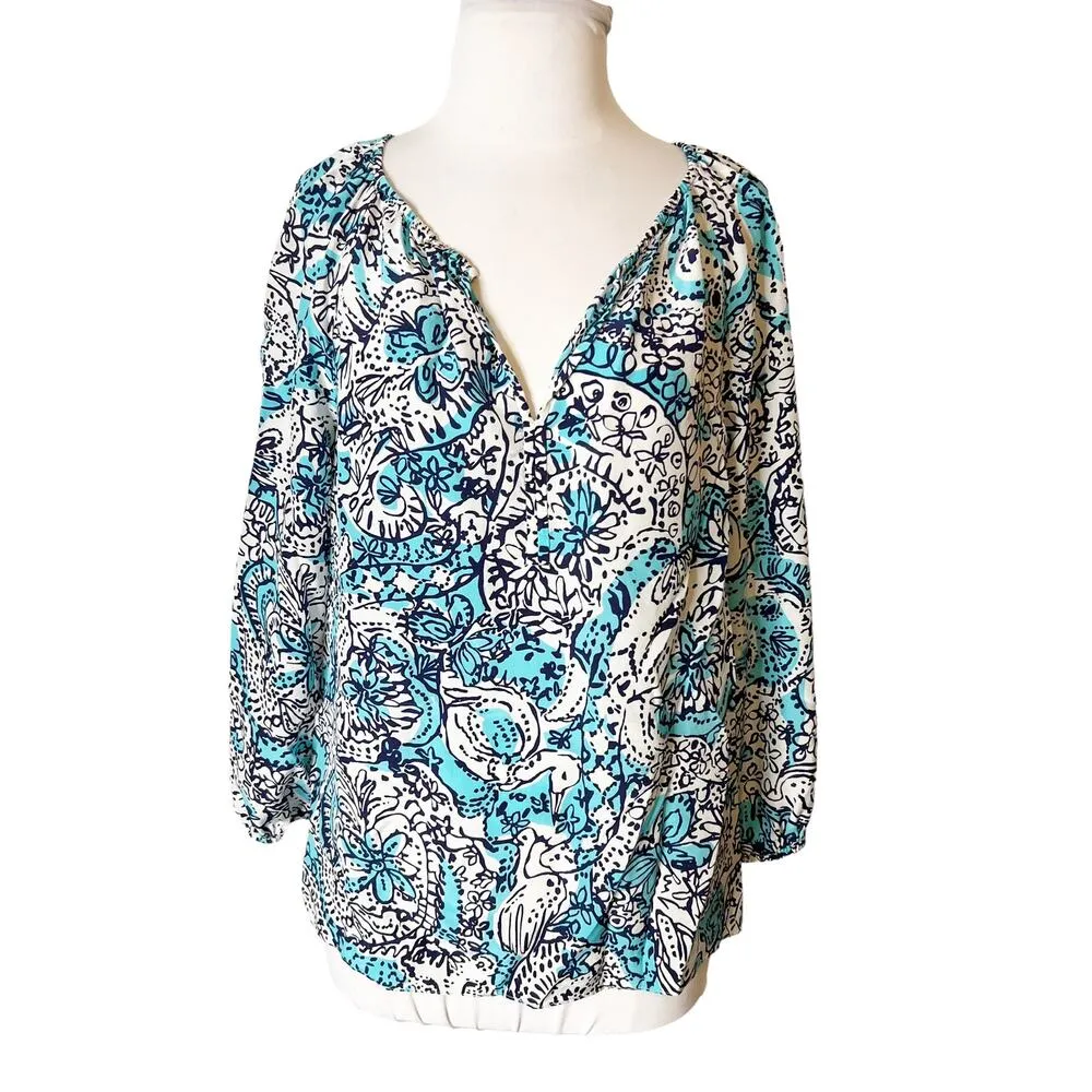 Lilly Pulitzer sarabeth silk top hippy hippy shake - Image 7