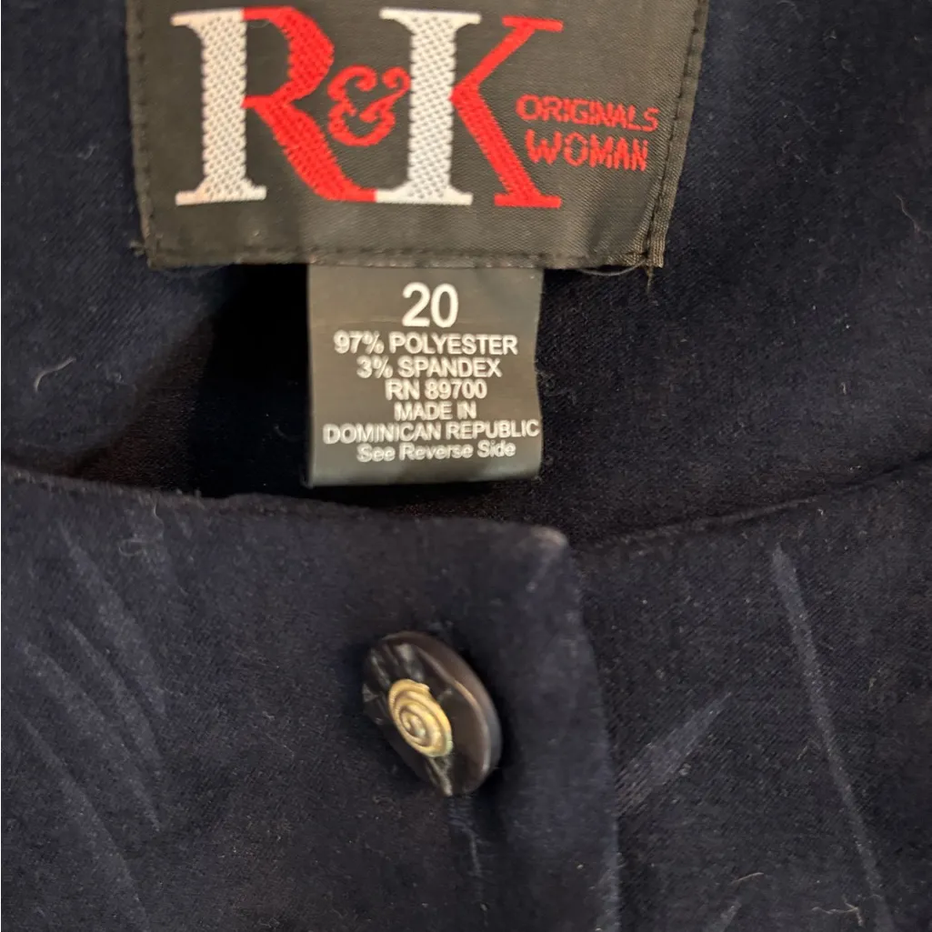 R&K Originals Woman Navy Blue Blazer Size 20 – Botanical Print, Velvet - Image 2