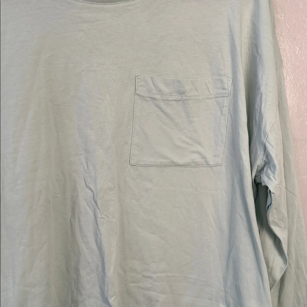 PACT women’s long sleeve front pocket Tee. Size extra large. Mint green. - Image 3