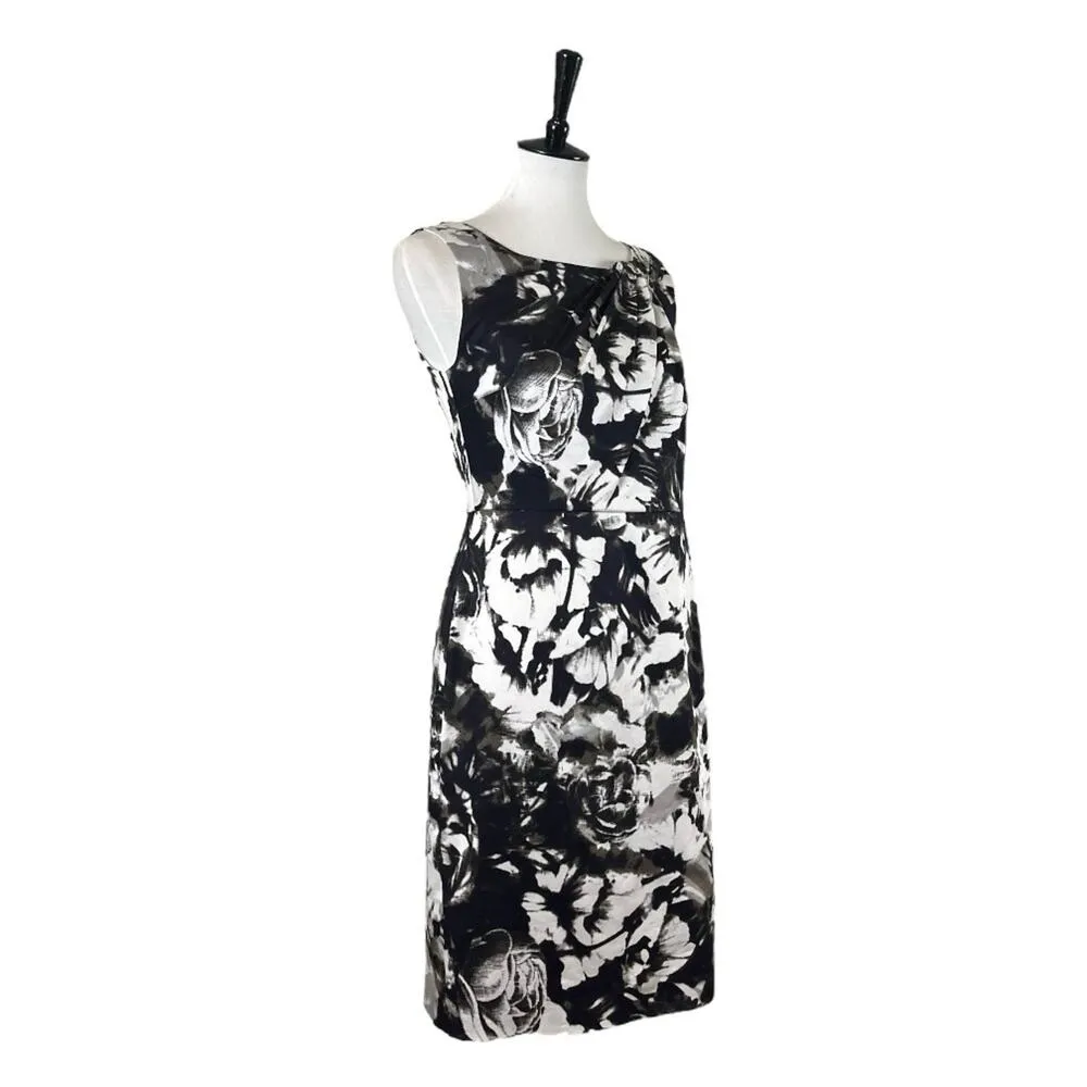 Ann Taylor Sheath Dress Sleeveless Black Cream Abstract Floral Women’s Size 6 - Image 2