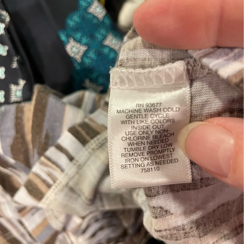 Cute vintage 90s flowy brush strokes ruched collar top Liz Claiborne earthy - Image 5