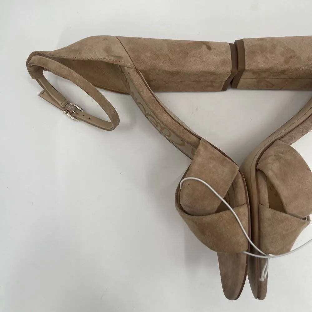 SAM EDELMAN Heels Yancy Size 10 Suede Leather Ankle Strap Block Heel Tan Shoes - Image 8