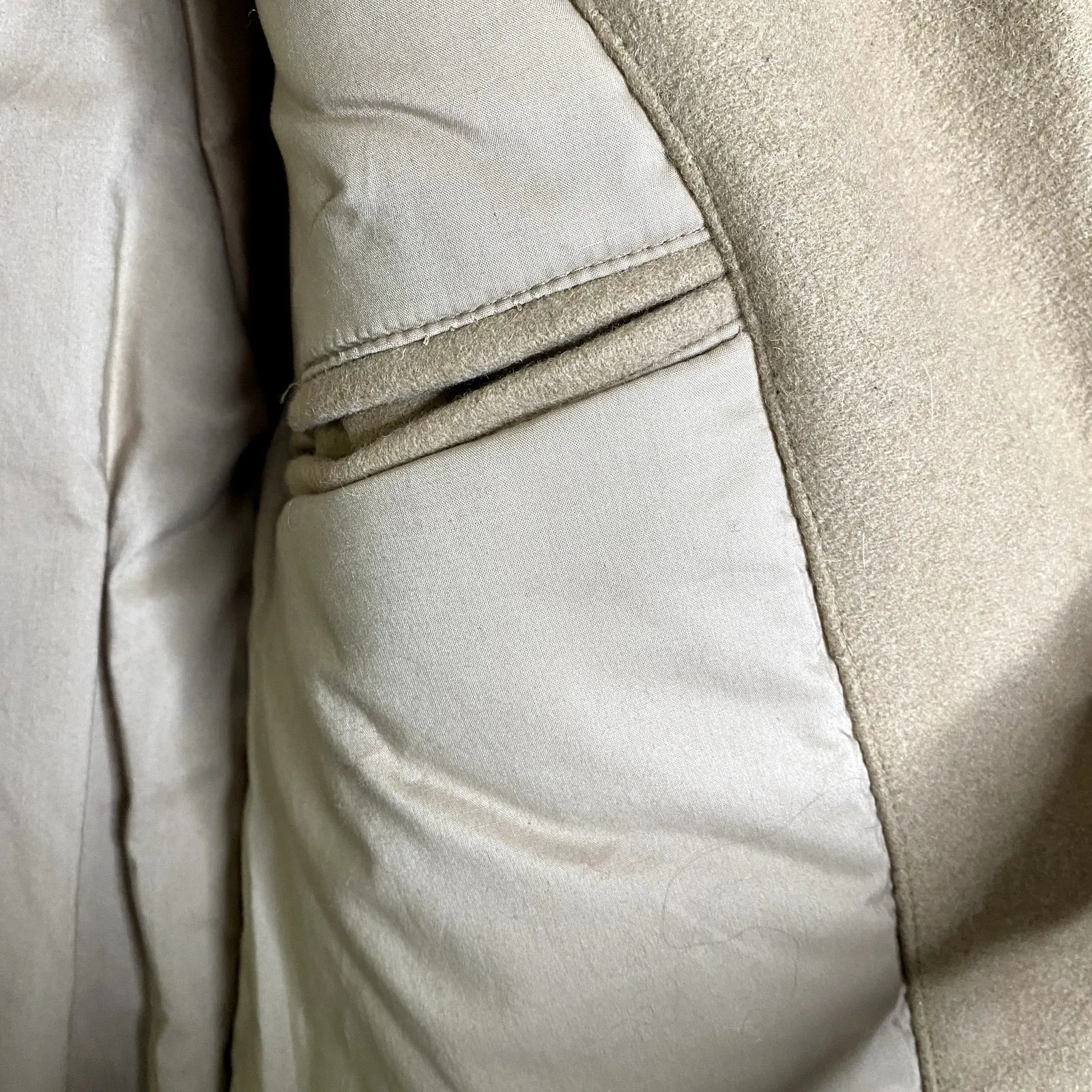 The Kooples Wool Blend Mockneck Utility Pea Coat Small Snap Front Zip Jacket Tan - Image 11