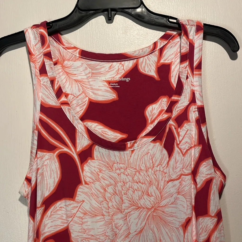 Soft Surroundings- Santiago Song Red Orange Floral Maxi Dress Beach- Size M - Image 6