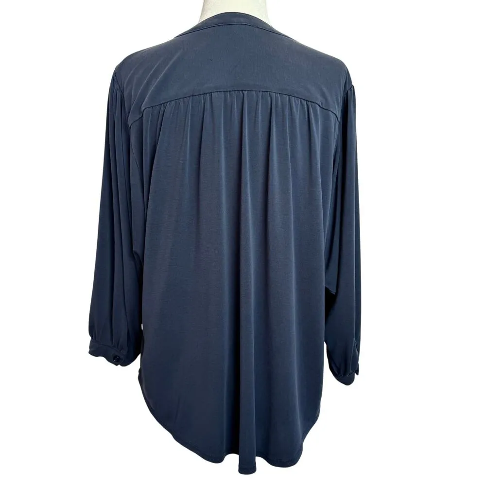 Kaari Blue Navy Pleated Blouse - Women's Small - Image 2