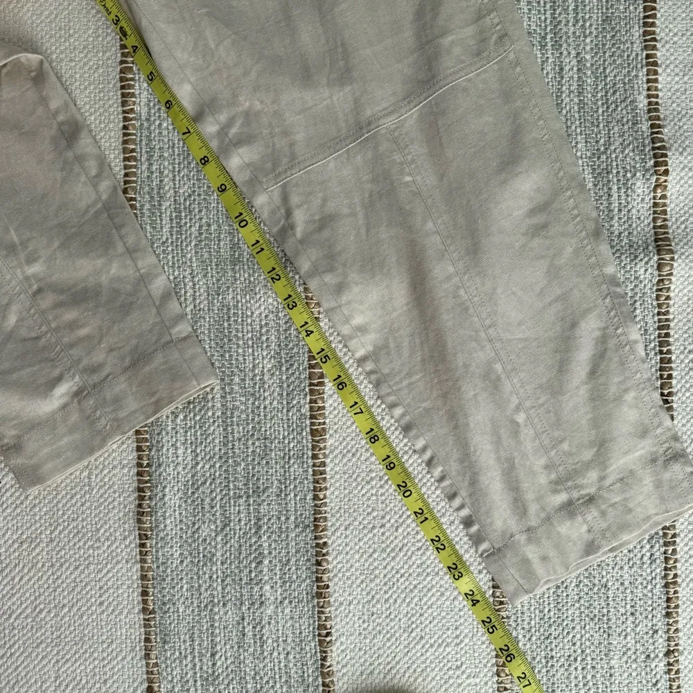 Zara Beige Oatmeal Linen Blend Tapered Leg High Rise Pants 25” Women’s Medium - Image 6