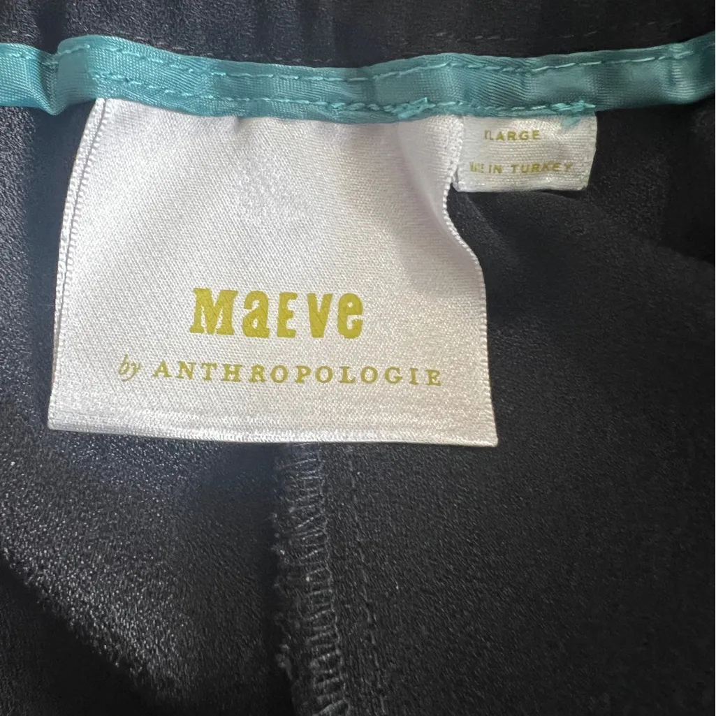 Anthropologie Maeve Satin Trim Cargo Joggers – Black – Size XL - Image 6