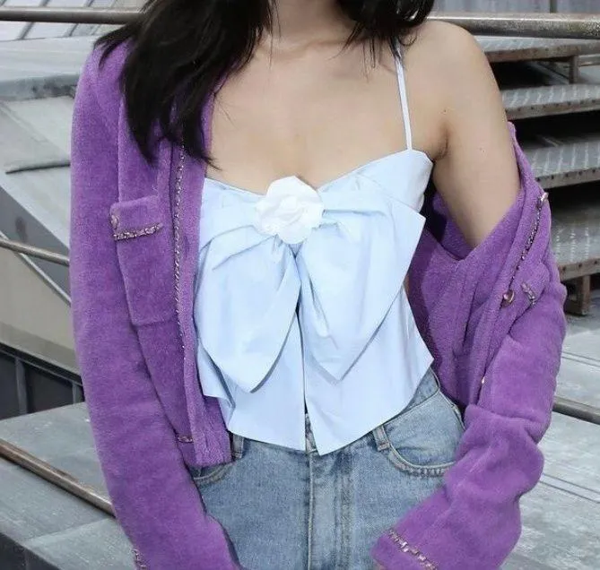 Boutique Bow Top Blue Size XS - Image 3