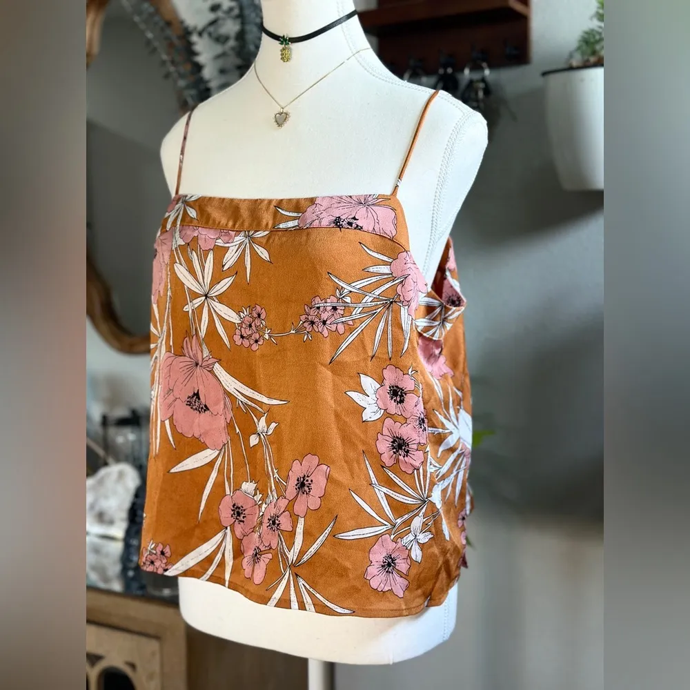 Express Mustard Floral Cami Top - Size Large - Image 3