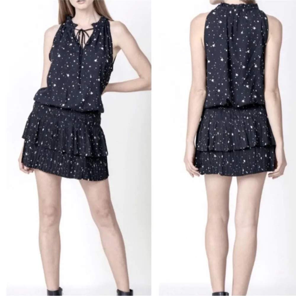 Current Air Cara Sleeveless Pleated Mini Star Dress sz S black white - Image 3
