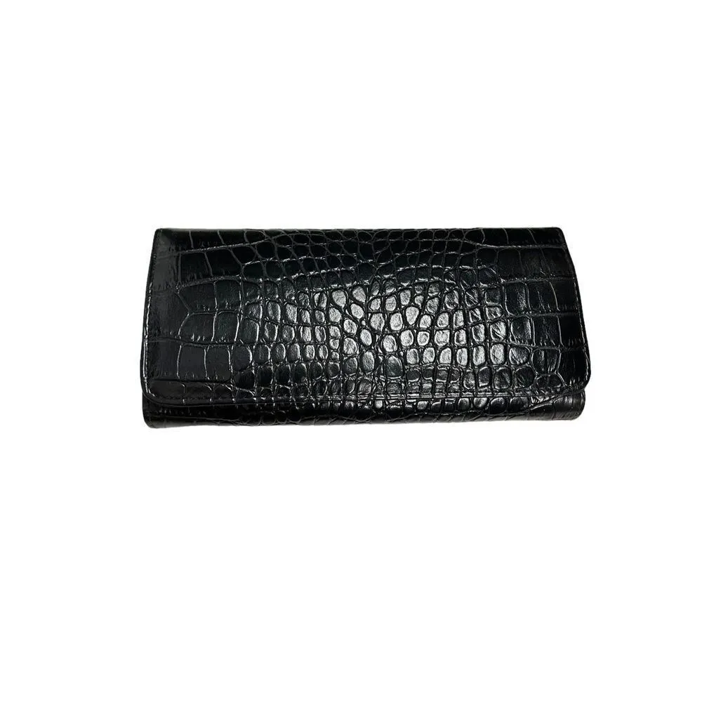 Alligator black printed faux leather shoulder handbag and matching long wallet - Image 5